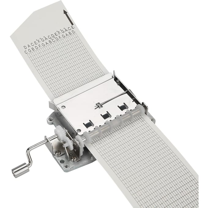 Boîte à musique à manivelle à monter soi-même, 30 notes, perforatrice et 20 bandes de papier white
