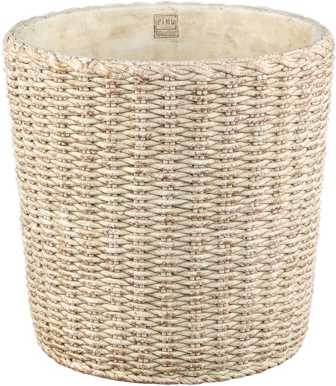PTMD Ranel Cream Round Cement Pot Basket Pattern XXL