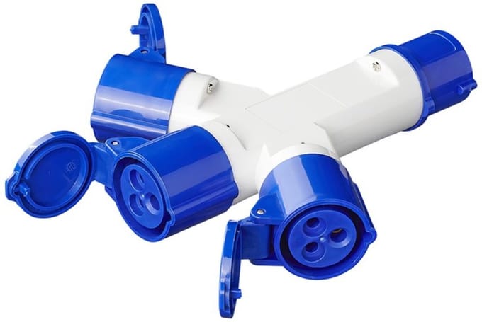 ProPlus 3-weg splitter - 16A - IP44 - 230V - slagvast kunststof - blauw/wit