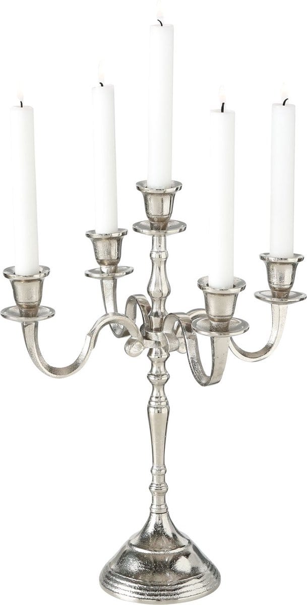 Kandelaar - Zilver - RAW - 5 kaars - Aluminium - 40 cm - Ø30cm