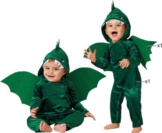 Baby Peuter Groen Drakenpakje - 2-3 jaar