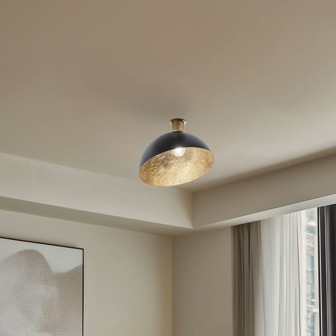 SIGMA Plafondlamp Sfera, Ø 35 cm, zwart/goud