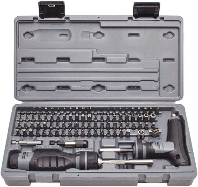 91-delige Multi-Bit Set met Ratel en T-Grip Schroevendraaier Bits