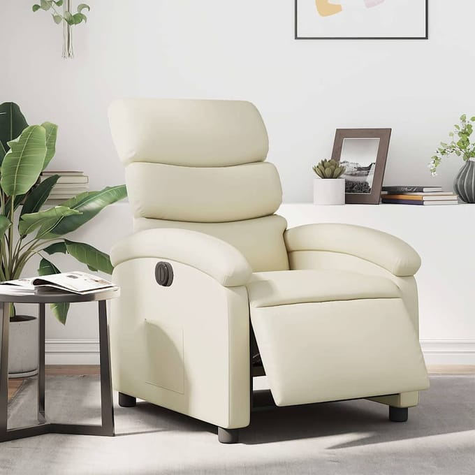 vidaXL - Fauteuil - elektrisch - verstelbaar - kunstleer - crèmekleurig