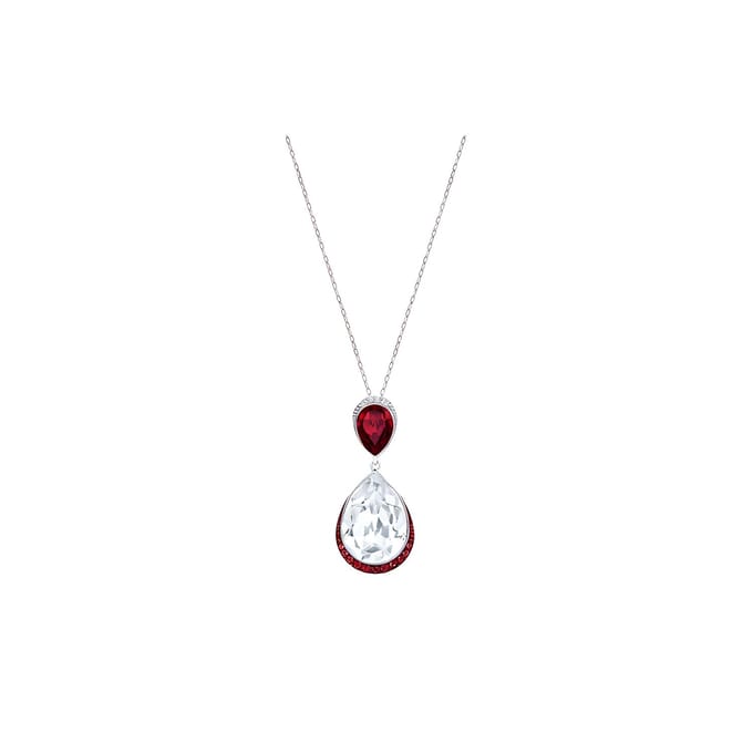 Swarovski Dubbele Waterdruppel Metalen Ketting Dames ketting 5236077 Silver,F white