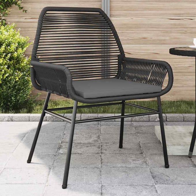 vidaXL - Tuinstoelen - 2 - st - met - kussens - poly - rattan - zwart