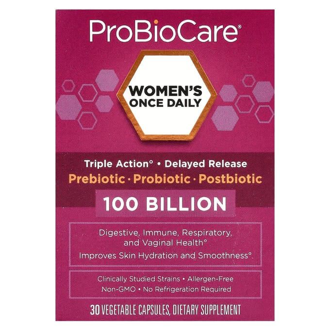 ProBioCare, probiotique quotidien pour femmes, 100 milliards, 30 gélules végétales