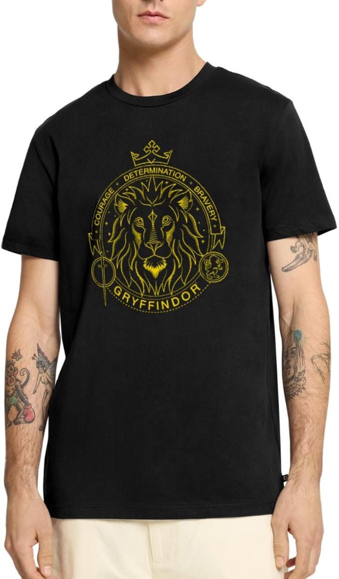 Harry Potter Griffoendor Lineart Premium T Shirt Heren