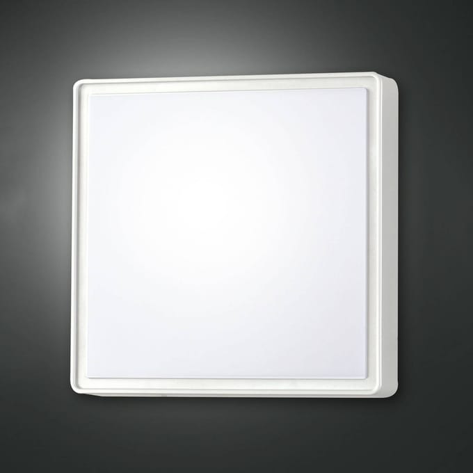 Fabas Luce Wandlamp Oban, 30 cm x 30 cm, 2 x E27, wit, IP65