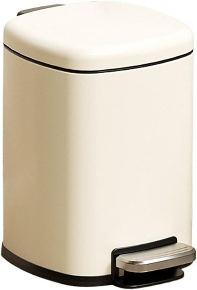 Prullenbak met Pedaal - Afvalbak RVS - Afval Scheiden - Uitneembare Binnenemmer - 15 Liter - Wit