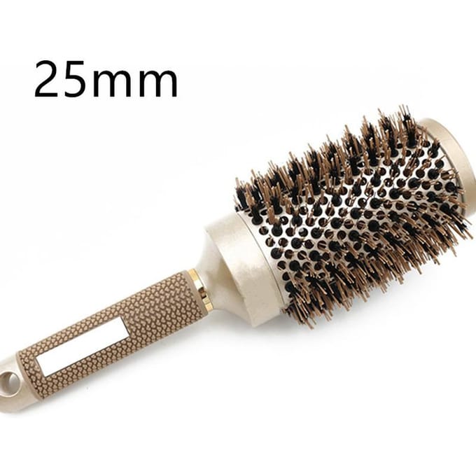 Peigne à cheveux rond professionnel, outils de coiffure, pour coiffure, friser, brosses à cheveux, peigne en baril 25mm black