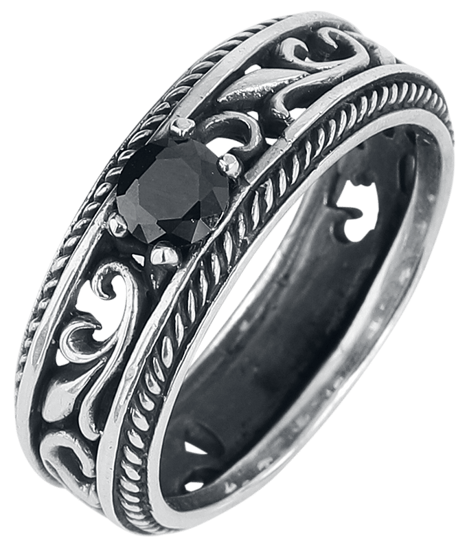 etNox - Gothic Ring - Princess - voor Vrouwen - zwart-zilverkleurig