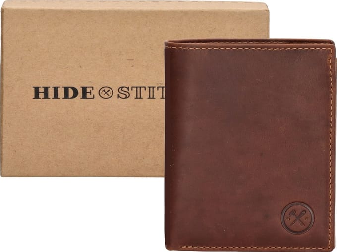 Hide & Stitches Japura Portemonnee - 100% Leer - Cognac