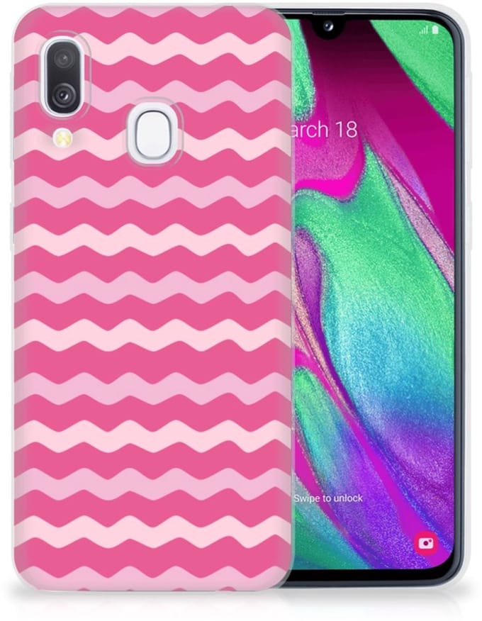 Samsung Galaxy A40 TPU bumper Waves Pink