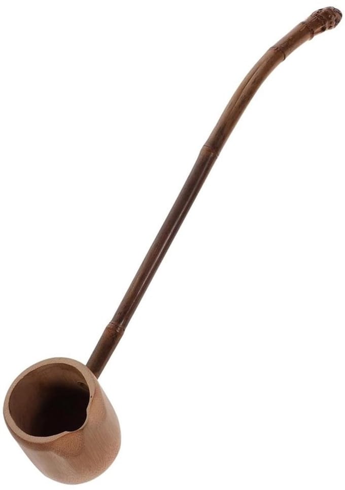 Watertroffel Bamboe - Lange Handgreep - Spoelbeker - Houten Troffel - Tuin - Theeceremonie - Lepel