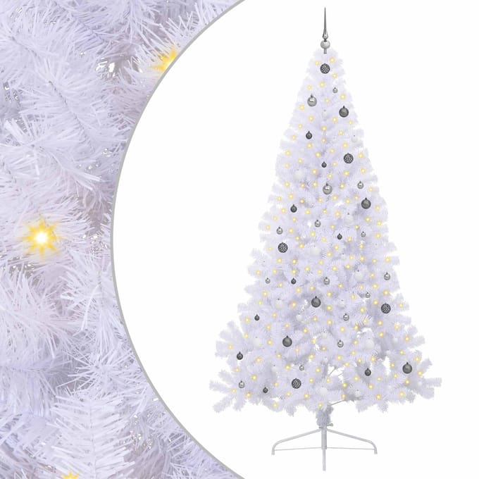vidaXL Kunstkerstboom Wit 240 cm PVC en staal