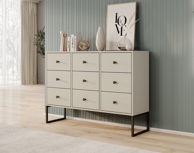 Meubella - Ladekast Lyndall - Beige - 115 cm