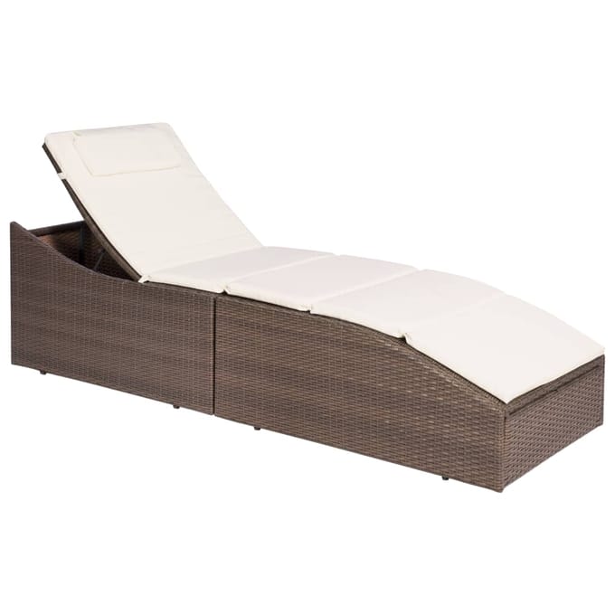 vidaXL - Ligbed - met - kussen - poly - rattan - bruin
