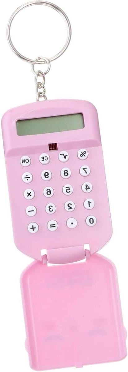 Mini Rekenmachine - Zakcalculator - Dagelijkse Berekeningen - Compact Cartoon Ontwerp - 2 Stuks - Roze