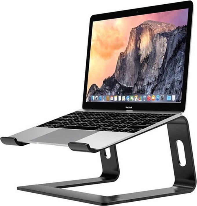 LuxeBass Universeel Laptop standaard (zwart) | Laptophouder | Aluminium - LB562