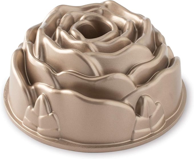 Ronde Bakvorm met Rozenreliëf, Gietijzer Aluminium, Capaciteit 10 Cup