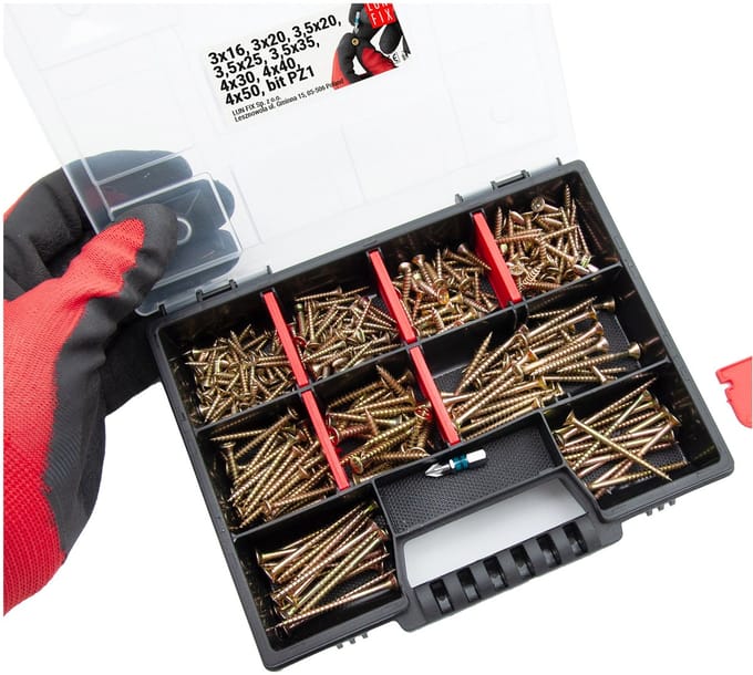 LUN FIX - Houtschroeven - 325 stuks - met koffer - assortimentsdoos