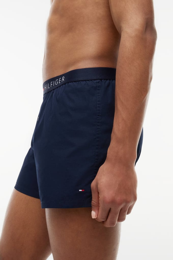 Tommy Hilfiger woven boxershort (1-pack) - heren boxer katoen - wijd model - blauw uni