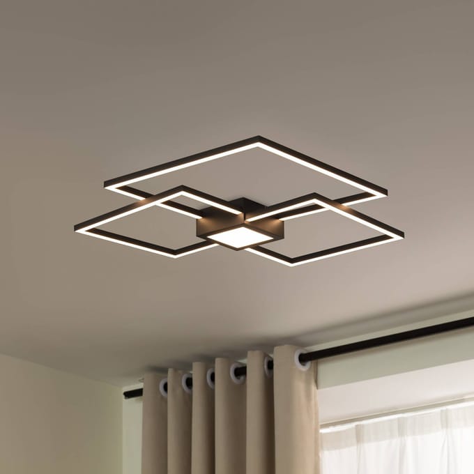 Lindby LED plafondlamp Duetto, 65 cm, antraciet, 38 W, aluminium