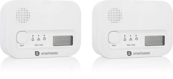 Smartwares FGA-13041 - Koolmonoxidemelder CO melder 2-pack - 85 dB - Levensduur 10 jaar - BSI Gecertificeerd - 2 stuks