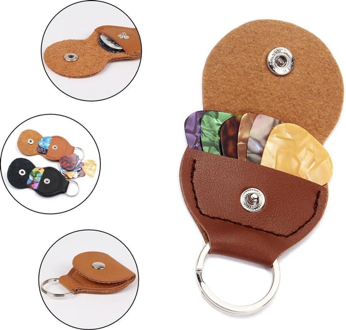 Plectrum Sleutelhanger - Inclusief 3 Plectrums - Bruin - Vintage Leren Look