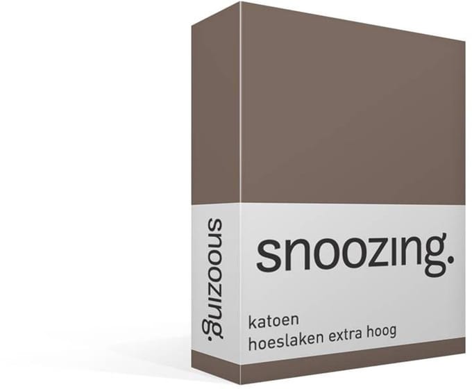 Snoozing - Katoen - Extra Hoog - Hoeslaken - Eenpersoons - 80x200 cm - Bruin