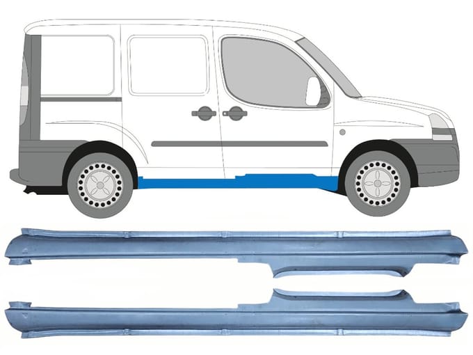 Volledige dorpel voor Fiat Doblo 2001-2010 / Links + Rechts / Set