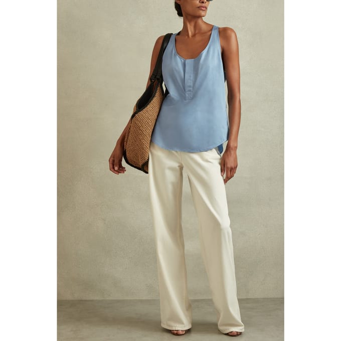 Reiss Easy Cotton Vest Blue Maat: 6 | Mouwloze Tops Outlet | Dames | Blauw