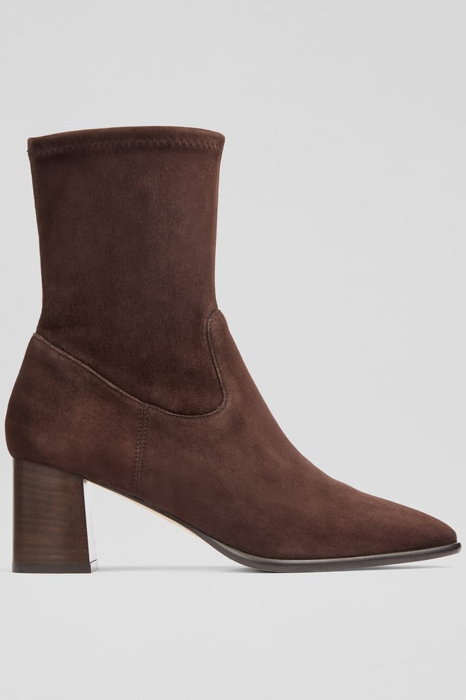 LK Bennett Ab Harp Block Heel Stretc Dark Chocolate Size: 37 | Boots Outlet | Dames | Bruin