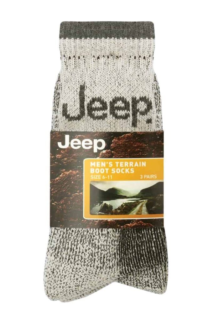Heren 3 paar Jeep Cushion Sole Hiking werksokken - Steen