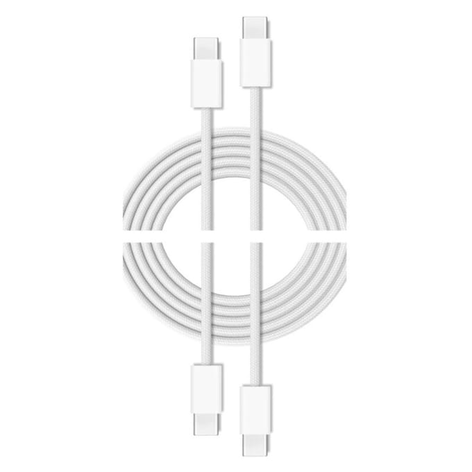 Cubenest 2-pack USB-C Oplaadkabel 60W 1m - USB-C Naar USB-C Kabel - Silicone Gevlochten - Oplaadkabel - Universeel - Snellader - Wit