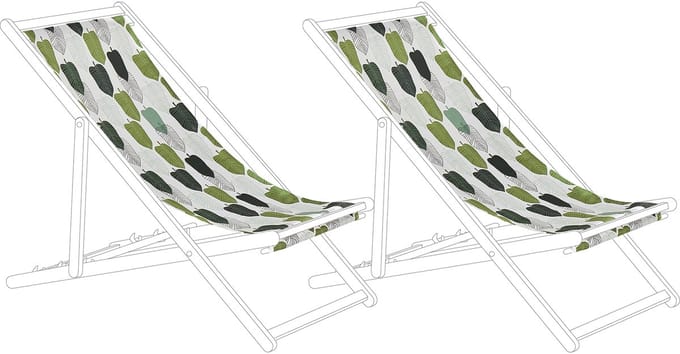 ANZIO/AVELLINO - Ligstoel doek set van 2 - Blad motief - Polyester