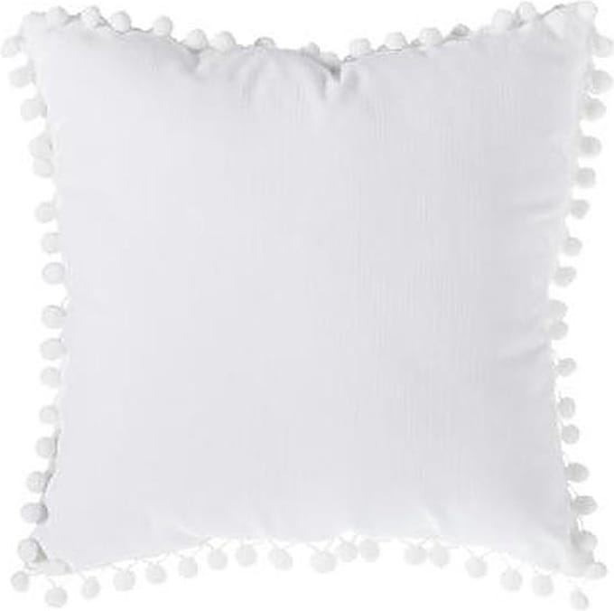 Sierkussen Ellis - Wit - Sierkussen met pompons/tassels - 40x40 cm