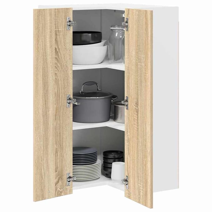 vidaXL - Hangkast - Sonoma - Eik - en - Wit - 57 - x - 57 - x - 100 - cm - Bewerkt - hout