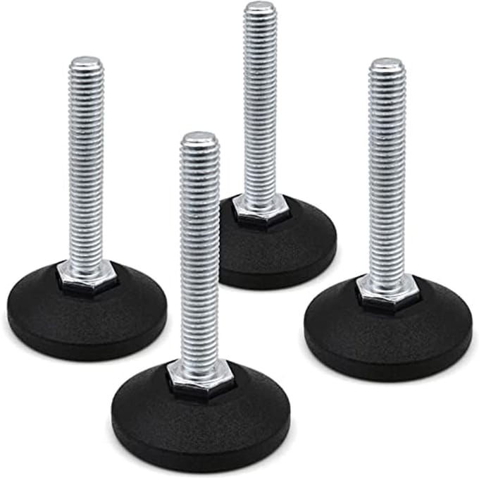 Verstelschroef met Verzinkte Schroef en Draaibare Voet - 4 Stuks - Ø 38 mm, M8 x 100 mm