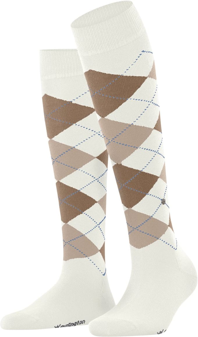 Burlington Marylebone lang gedessineerd wol kniekousen dames wit - maat 36-41