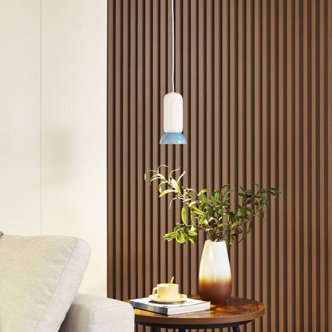 Lindby - hanglamp - 1licht - Keramiek - H: 21.5 cm - GU10 - wit, blauw