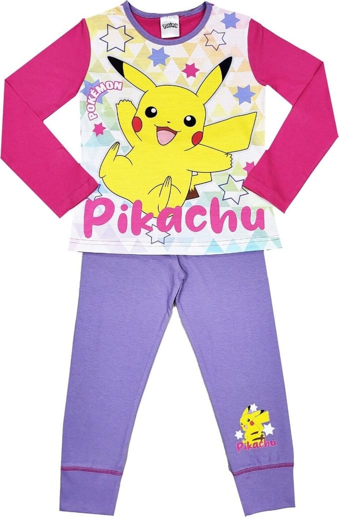Pokémon Pyjama - Maat 146/152 - Roze met paars - Pikachu - Meisjespyjama