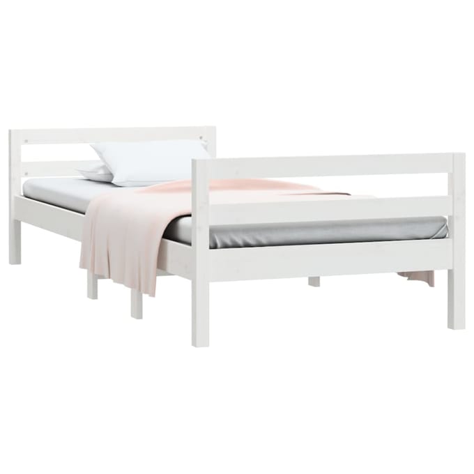 vidaXL - Bedframe - zonder - matras - massief - grenenhout - wit - 80x200 - cm