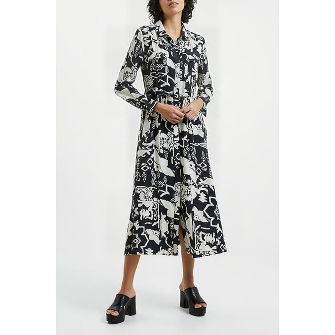 French Connection Deon Delph Drape Drs Black/cream Taglia: 8 | Abiti in T-Shirt Outlet | Donna | Nero