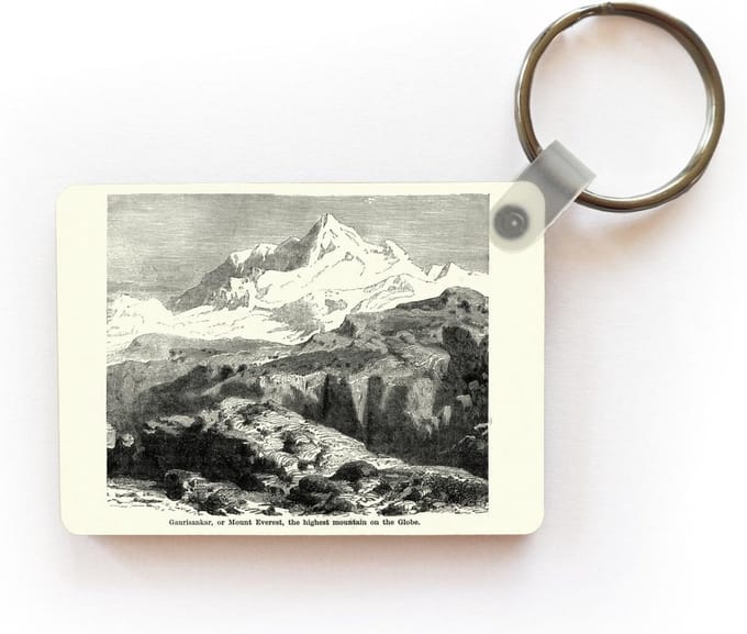 Sleutelhanger - Een antieke illustratie van de Mt. everest - Uitdeelcadeautjes - Plastic