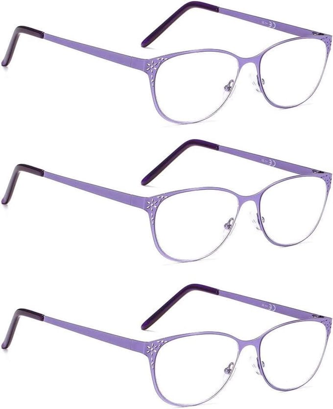 Leesbril 3-pack - Computerbril dames heren - Bescherming schadelijk licht - Blokkeert meer dan 90% - 00X - Metaal