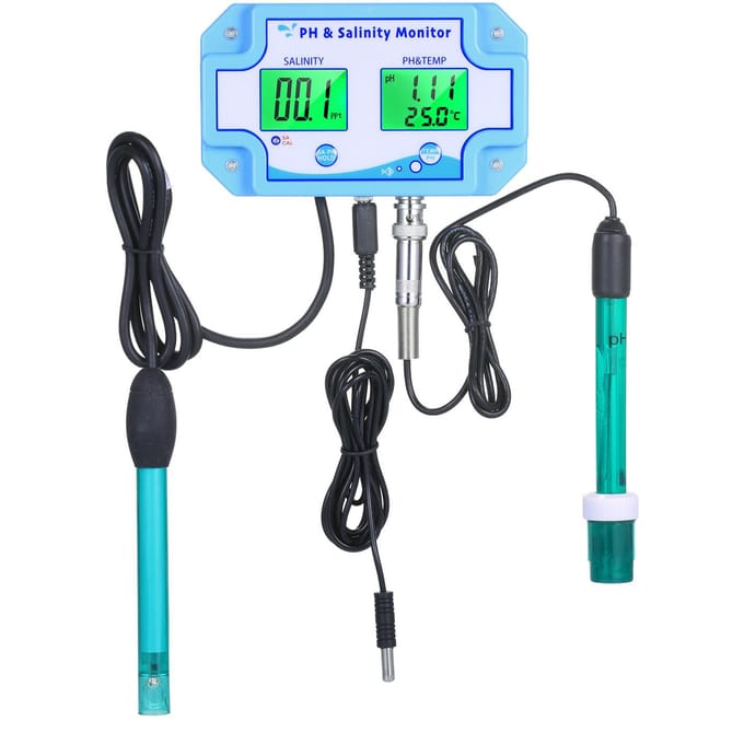 3-in-1 PH/Zoutgehalte/TEMP Waterkwaliteitsmonitor Multifunctionele pH- en zoutgehaltemonitor Temperatuur EU Plug