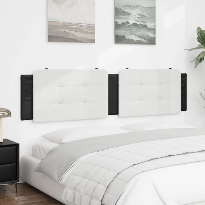 vidaXL - Hoofdbordkussen - "Zadar" - 200 - cm - kunstleer - wit - en - zwart