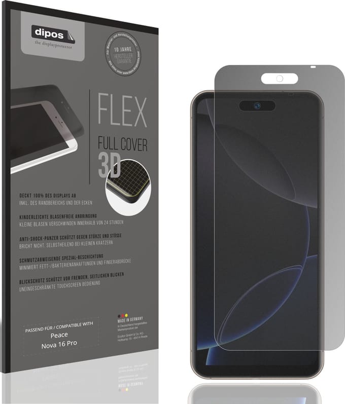 dipos FLEX – Matte Privacy Screenprotector geschikt voor Peace Nova 16 Pro | Volledige Schermbescherming | Case-Friendly